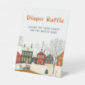 Diaper Raffle Winter Baby Shower Game Table Decor 台座サイン (正面)