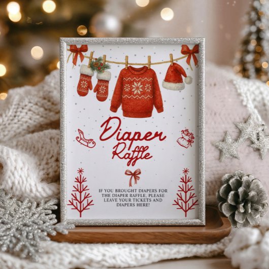 Diaper raffle Winter Santa Sign フォトプリント