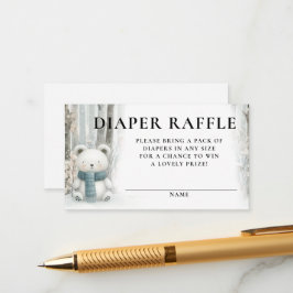 Diaper Raffle Winter Snow Woodlands Baby Shower エンクロージャーカード