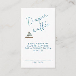 Diaper Raffley Nautical Waves Blue Boy Shower エンクロージャーカード