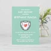Diaper With A Red Heart Baby Shower 招待状 (スタンド正面)