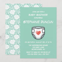 Diaper With A Red Heart Baby Shower