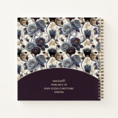 Diario de Arte Elegante Flores Grises y Púrpura ノートブック (裏面)