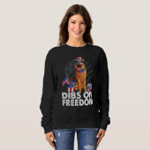 Dibs on Freedom German shepherd 4th of July US Fla スウェットシャツ (正面フル)