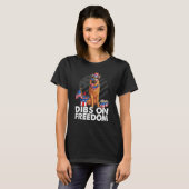 Dibs on Freedom German shepherd 4th of July US Fla Tシャツ (正面フル)