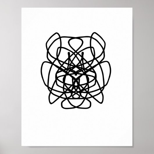 Dibujo de arte de líneas abstractas angry dog ポスター (正面)