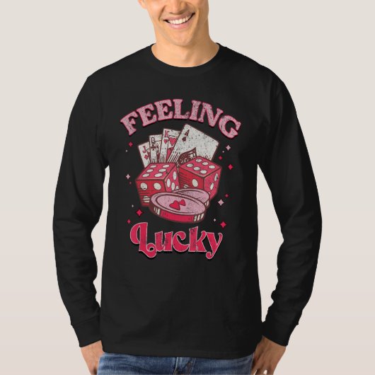 Dice Hearts Feeling Lucky Retro Groovy Valentines  Tシャツ (正面)