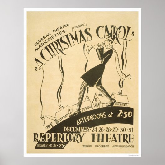 Dickens Christmas Carol 1938 WPA ポスター (正面)