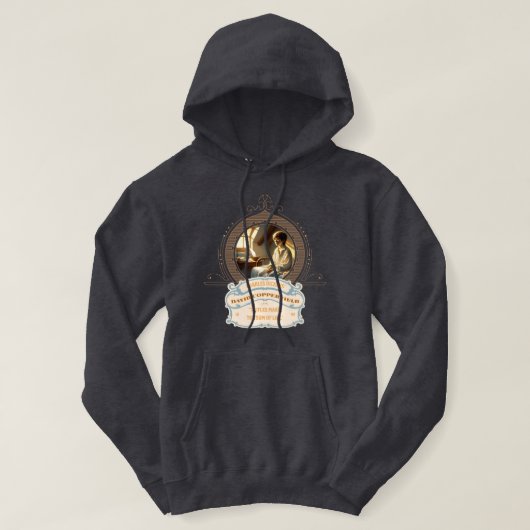 Dickens' Copperfield Quote Gold Blue Hoodie パーカ (デザイン正面)