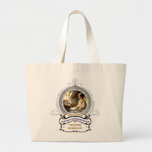 Dickens' David Copperfield Gold Black Tote ラージトートバッグ (正面)