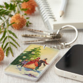 Dickens style Christmas illustration キーホルダー (正面右)