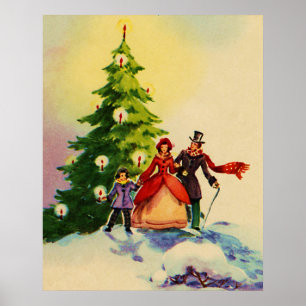 Dickens style Christmas illustration ポスター