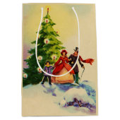 Dickens style Christmas illustration ミディアムペーパーバッグ (正面)