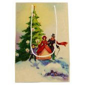 Dickens style Christmas illustration ミディアムペーパーバッグ (裏面)