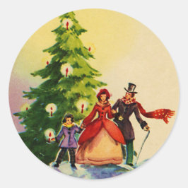 Dickens style Christmas illustration ラウンドシール