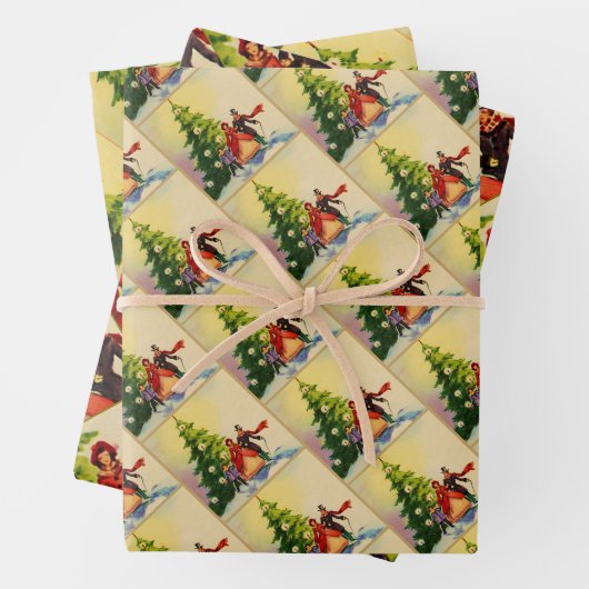 Dickens style Christmas illustration ラッピングペーパーシート (インサイチュ)