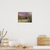 Dicraeosaurus恐竜の飲酒 – 3D 描写 ポスター (キッチン)