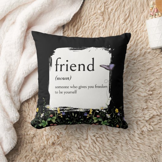 Dictionary Definition For FRIEND With Wildflowers クッション (ブランケット)