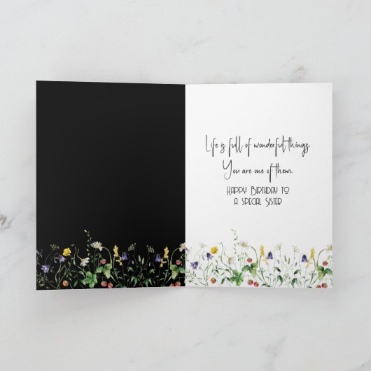 Dictionary Definition of SISTER With Wildflowers カード (内部)