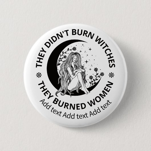 Didn't Burn Witches Burned Women Rights Pro Choice 缶バッジ (正面)
