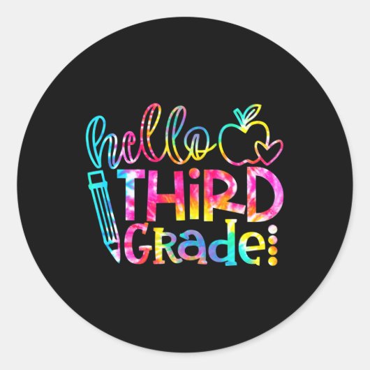 Dieこんにちは3年生先生学生新学期 ラウンドシール (正面)
