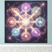 Die 7 Chakren´7 キャンバスプリント (インサイチュ (ウッドフロア))