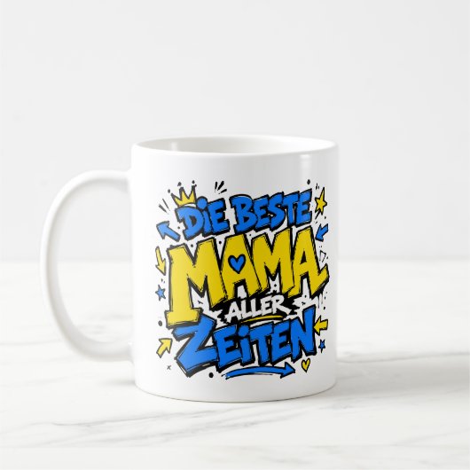 die beste mama aller zeiten graffiti 6 コーヒーマグカップ (左)