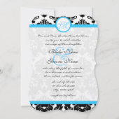 Die Cut Aqua Damask Heart Swirl Wedding Invite 招待状 (裏面)
