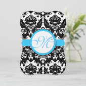Die Cut Aqua Damask Heart Swirl Wedding Invite 招待状 (スタンド正面)