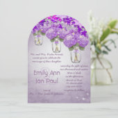 Die Cut Radiant Purple Mason Jar Wedding 招待状 (スタンド正面)