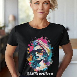 Die Fashionista Stilvolles Porträt Powerfrau Tシャツ