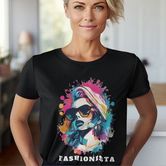 Die Fashionista Stilvolles Porträt Powerfrau Tシャツ