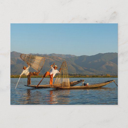 Die Fischer vom Inle See in Myanmar Postkarte ポストカード (正面)