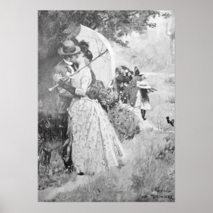 Die Gartenlaube 1895, Stolen Kiss in Black & White ポスター