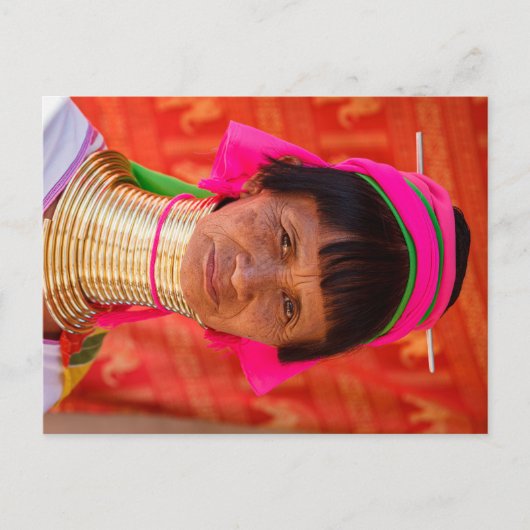 Die Giraffenhalsfrauen aus Myanmar Postkarte ポストカード (正面)