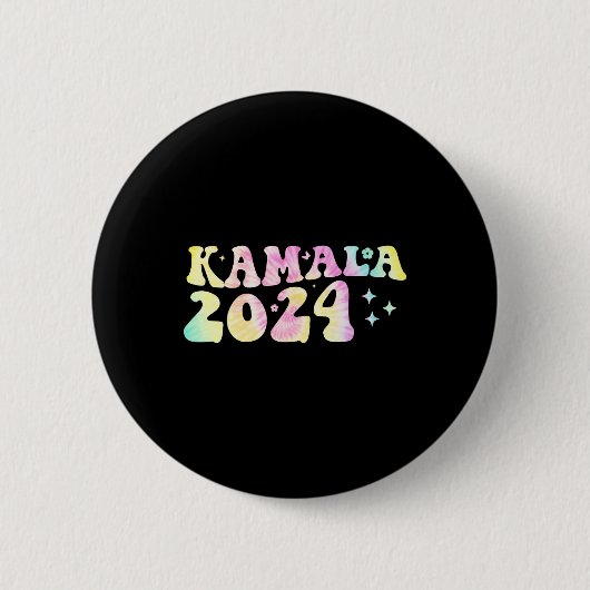 Die Groovy Wavy Kamala Harris Harris置き換えバイデン氏 缶バッジ (正面)