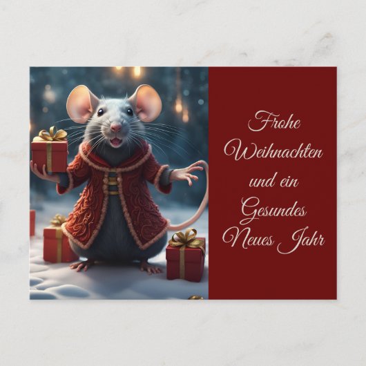 Die kl. Ratte wünscht frohe Weihnachten ポストカード (正面)