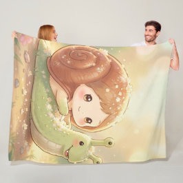 Die Schnecke und der Zauber der Blütenkronen フリースブランケット