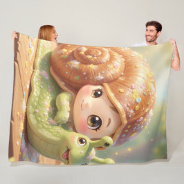 Die Schnecke und der Zauber der Blütenkronen.4 フリースブランケット