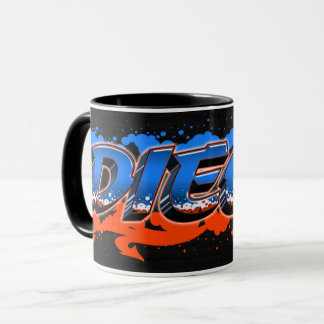 Diego Vorname Name Graffiti blue orange Tasse マグカップ