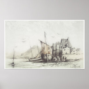 Dieppe 1856-57年の"Le古いPollet"の四分の一 ポスター