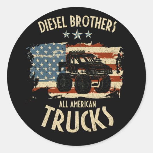 Diesel Brothers Flag All American Truck Seal ラウンドシール (正面)