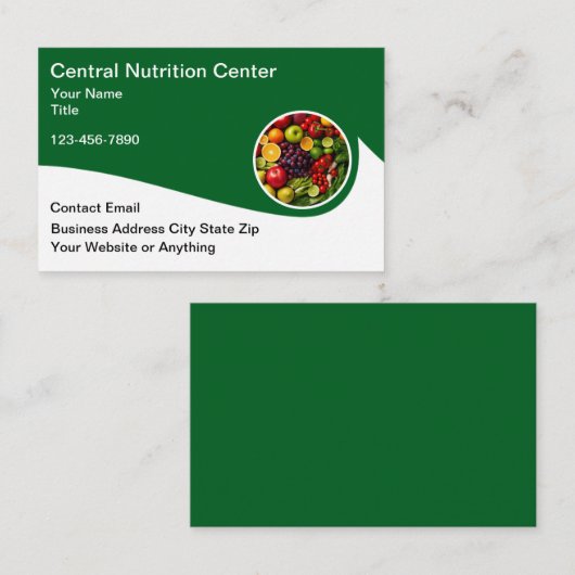 Diet And Nutrition Modern Food Business Cards 名刺 (正面/裏面)