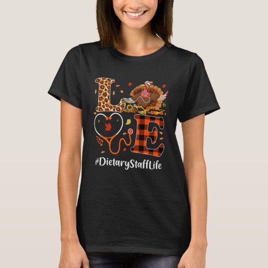 Dietary Staff Love Thanksgiving Leopard Turkey Tシャツ (正面)