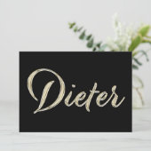 Dieter Name white gold Handwriting Karte カード (スタンド正面)