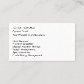 Dietician Weight Management Business Cards 名刺 (裏面)