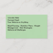 Dietitian Nutritionist Food Theme Business Cards 名刺 (裏面)