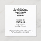 Diettitian野菜の写真コラージュの上の黒いSQUARE スクエア名刺 (裏面)