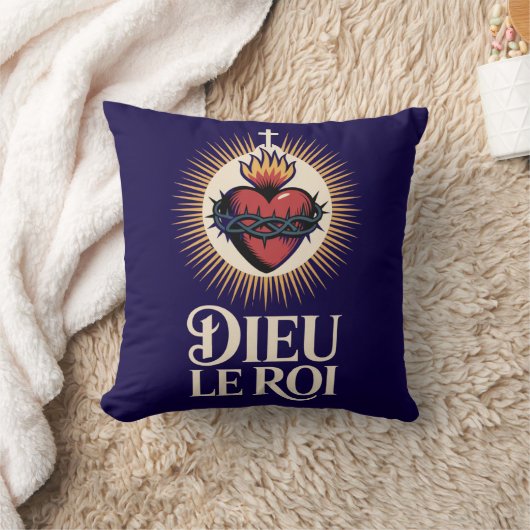 Dieu Le Roi Catholic Monarchist Sacred Heart クッション (ブランケット)