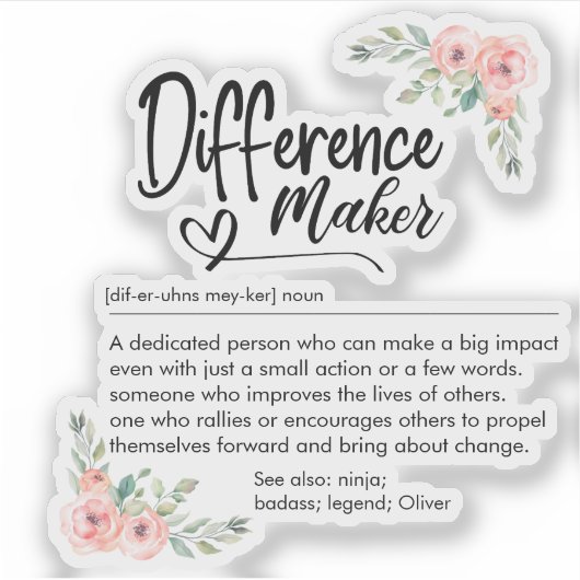 Difference Maker Definition Appreciation for her シール (正面)